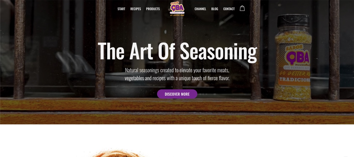 Captura del e-commerce de Sabor QBA